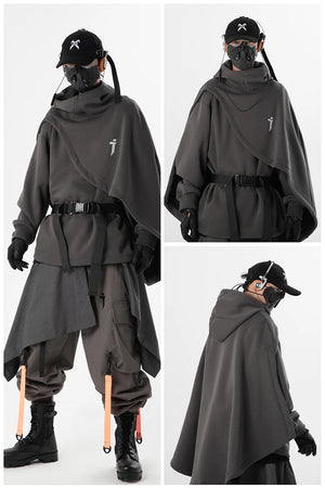 High Neck Cloak Two Piece Hoodie ,  - Streetwear Hoodie - Slick Street