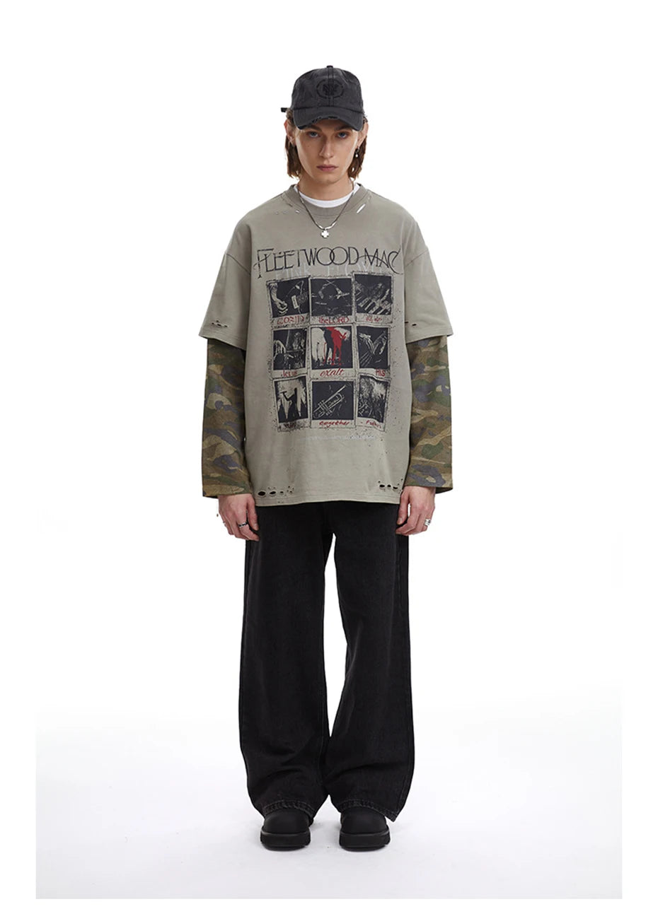 Fleetwood Mac Camo Long Sleeve T-Shirt , - Streetwear T-Shirt - Slick Street
