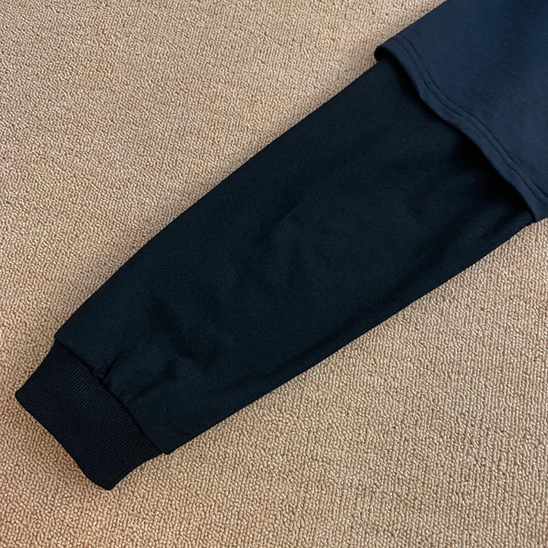 Black And Blue Color Two Piece Hoodie , - Streetwear Hoodie - Slick Street