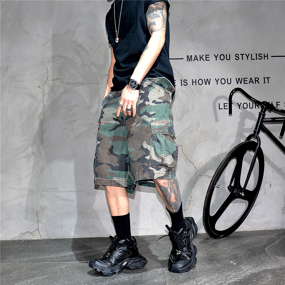 Tactical Camouflage Knee Length Shorts , - Streetwear Shorts - Slick Street