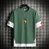 Fake Two Piece Short Sleeves T-Shirt Green, XS - Streetwear T-Shirts - Slick Street