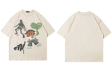 Ghost & The Boy With Heart Graphic T-Shirt Beige, M - Streetwear T-Shirts - Slick Street