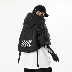 Black Shawl Style Short Sleeve Top Hoodie ,  - Streetwear Hoodie - Slick Street