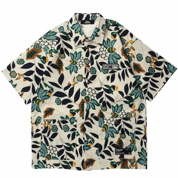 Colorful Floral Art Short Sleeves T-Shirt ,  - Streetwear T-Shirt - Slick Street