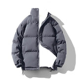 Self Color Zipper Padded Jacket Gray, XS - Streetwear Jacket - Slick Street