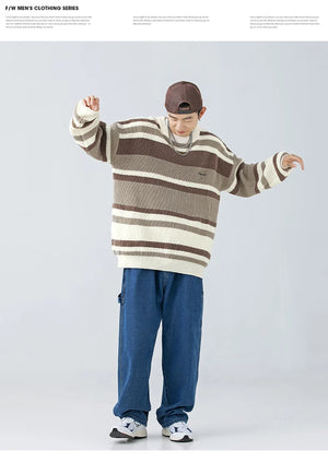 Stripe Embroidery Crochet Sweater ,  - Streetwear Sweater - Slick Street