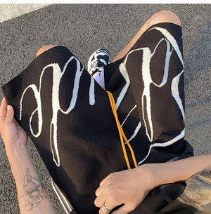 Letter Foam Y2K Knee Length Shorts ,  - Streetwear Shorts - Slick Street