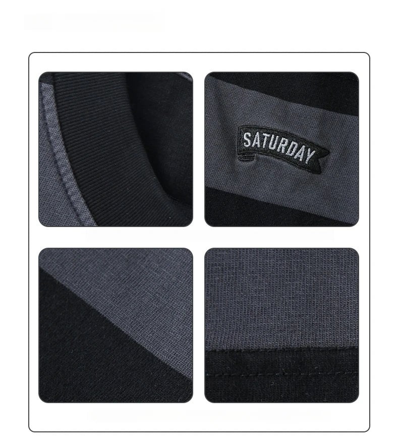 Saturday Striped Cotton T-Shirt , - Streetwear T-Shirt - Slick Street