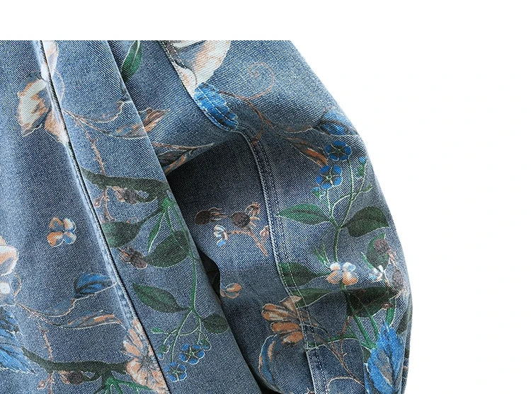 Vintage Floral Abstract Art Denim Jacket , - Streetwear Jacket - Slick Street