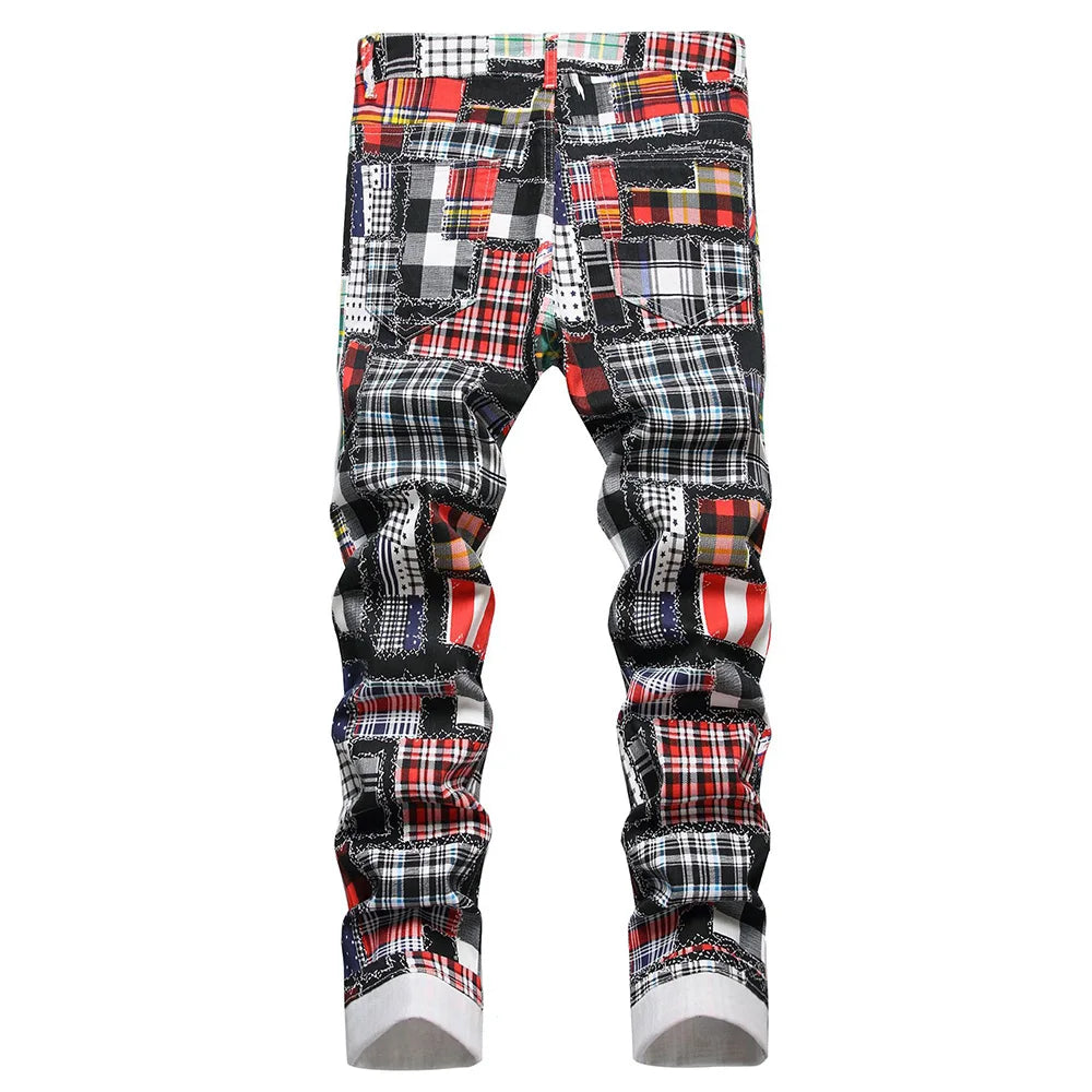 Plaid Digital Multi Patches Pants , - Streetwear Pants - Slick Street