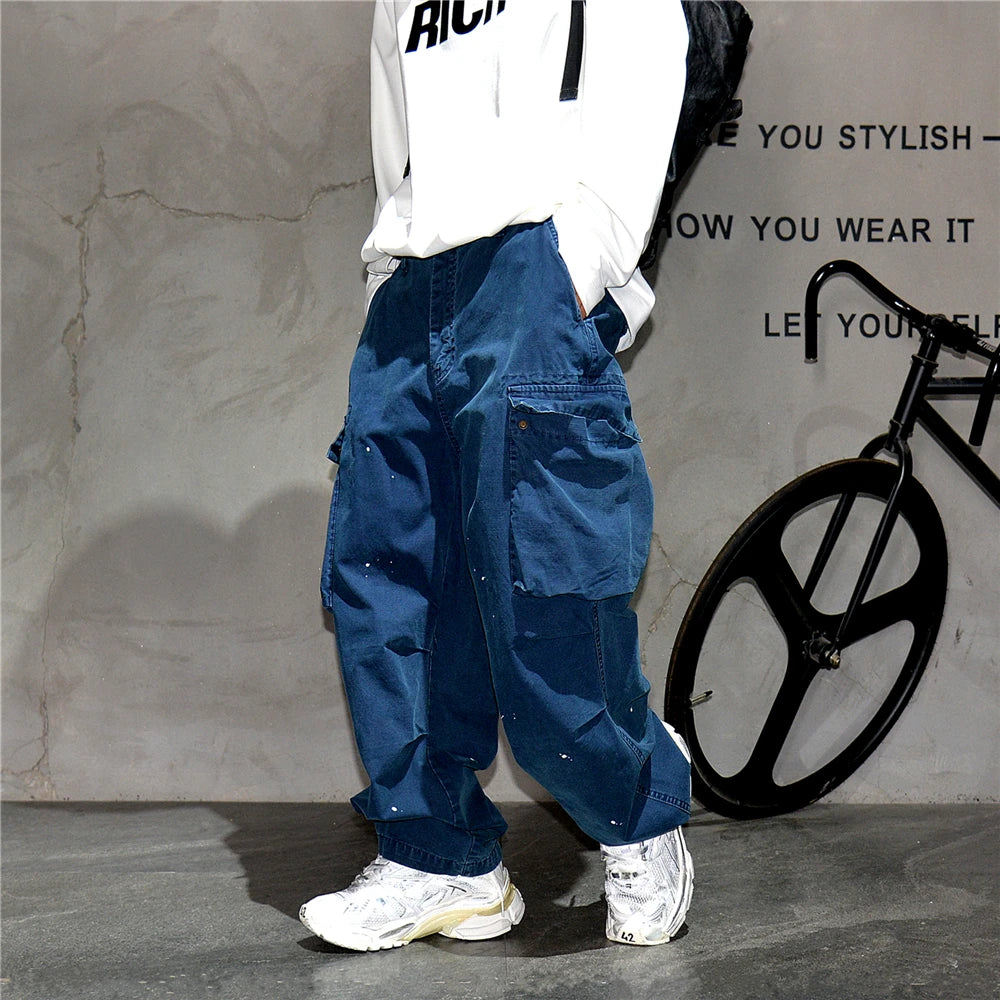 Paint Splash Multi Pockets Pants , - Streetwear Pants - Slick Street