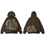 We V Cartoon Sketch Hoodie Brown, XXS - Streetwear Hoodie - Slick Street