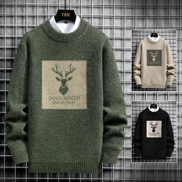 Deer Padded Velvet Pullover Sweater