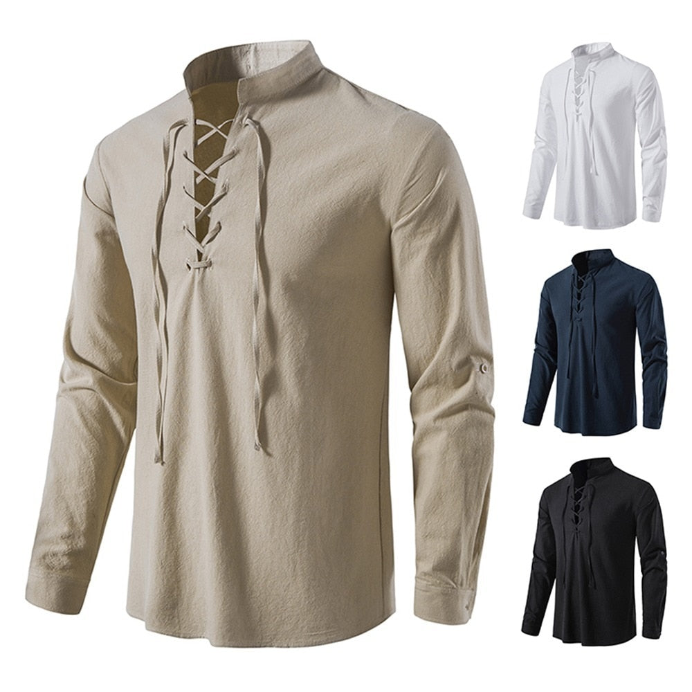 V Placket Lattice Lacing Style T-Shirt ,  - Streetwear T-Shirt - Slick Street