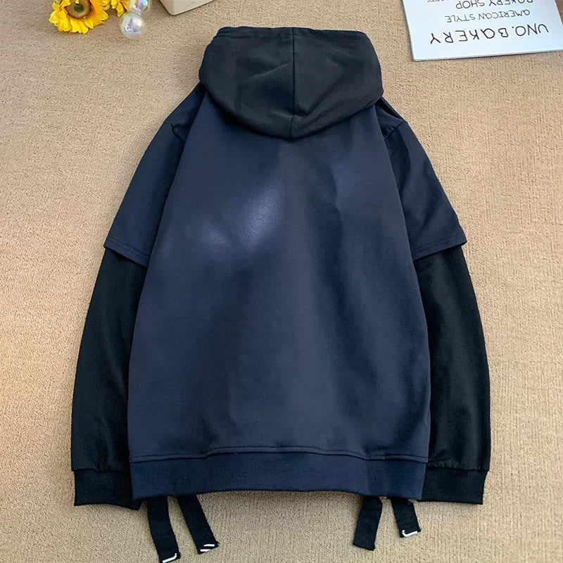 Black And Blue Color Two Piece Hoodie , - Streetwear Hoodie - Slick Street