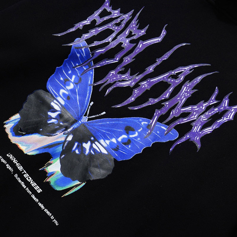 Blue Morpho Butterfly Pullover Hoodie ,  - Streetwear Hoodie - Slick Street