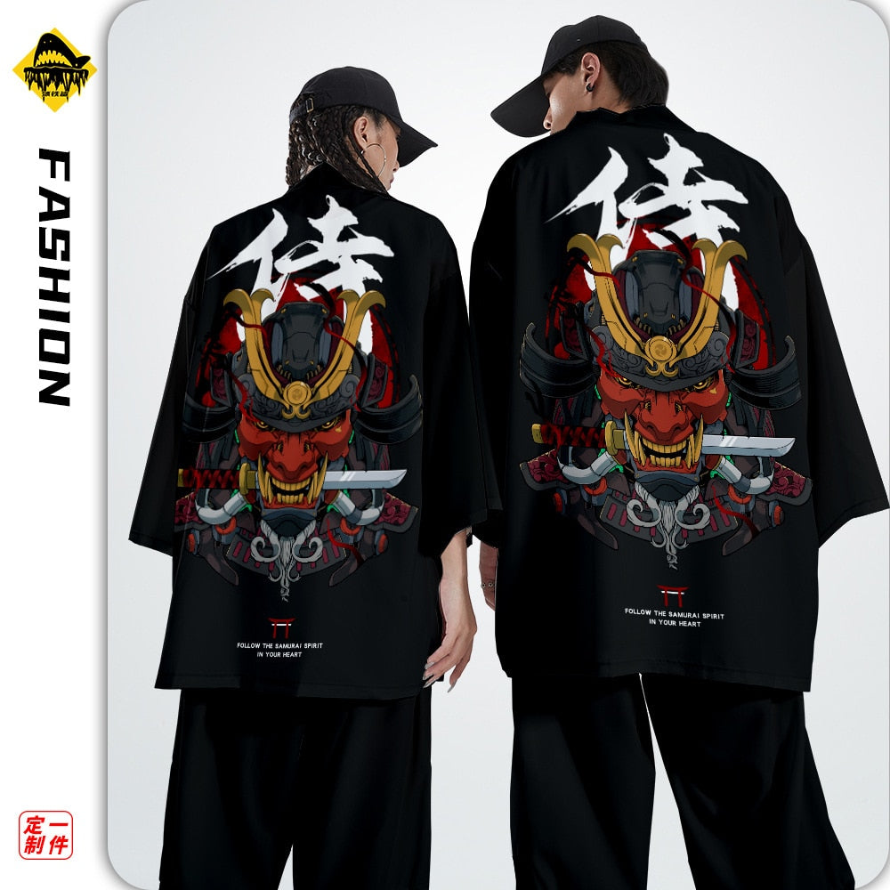 Demon Samurai Warrior With Knife T-Shirt ,  - Streetwear T-Shirt - Slick Street