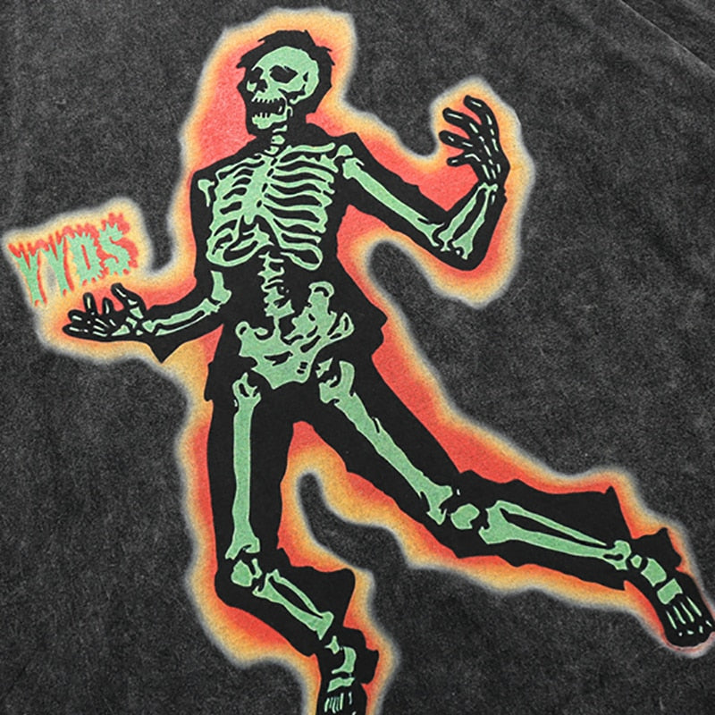 YYDS Dancing Skeleton T-Shirt ,  - Streetwear T-Shirt - Slick Street