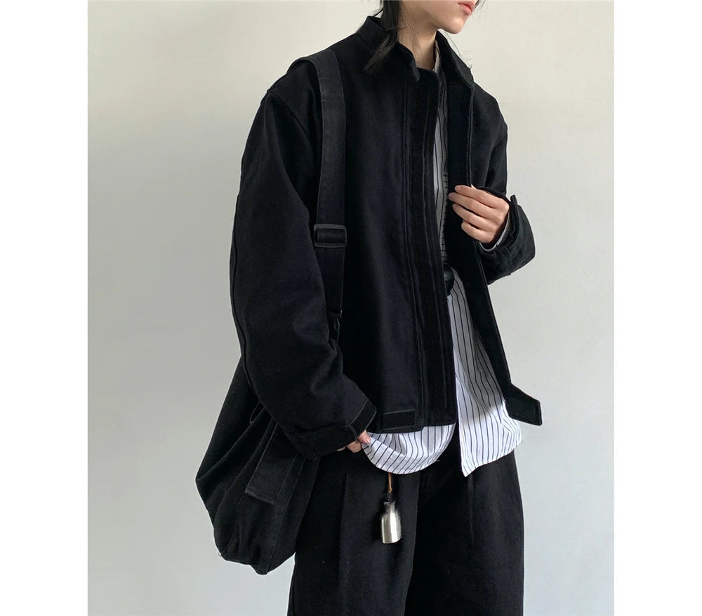 Plain Color Cropped Jacket , - Streetwear Jacket - Slick Street