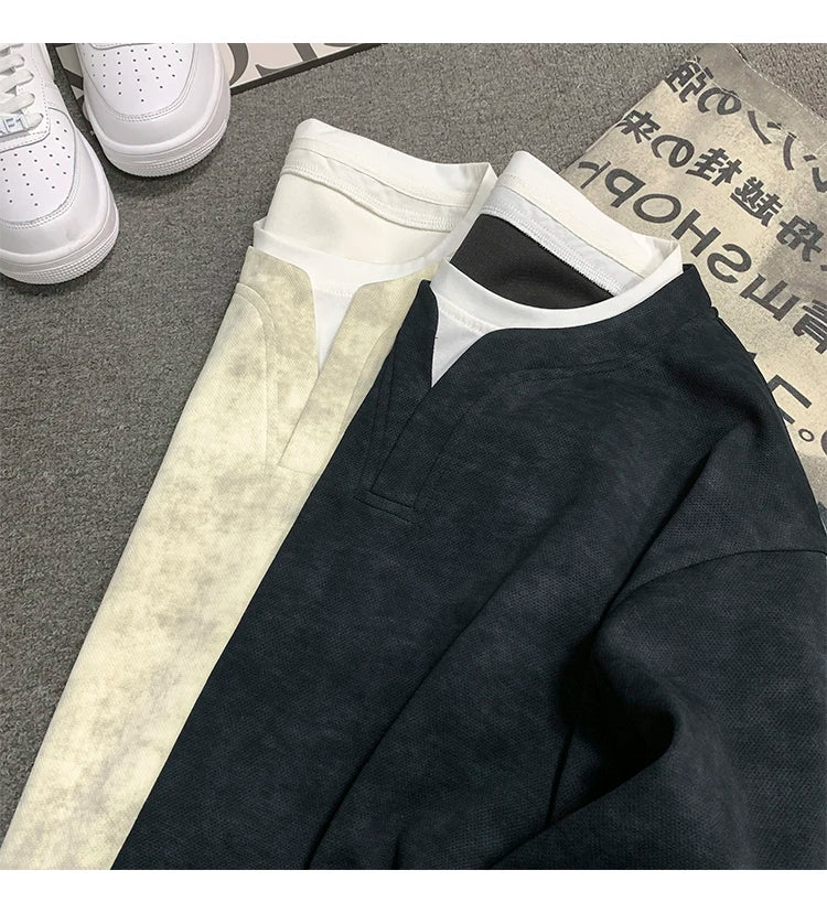 Fake Two Piece Tie-Dye Sweatshirt , - Streetwear Sweatshirt - Slick Street