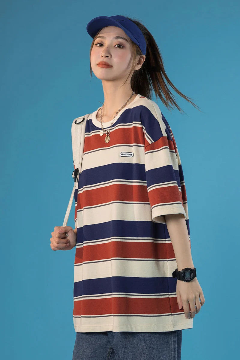 SQ2 Multi Striped Color Loose T-Shirt , - Streetwear T-Shirts - Slick Street