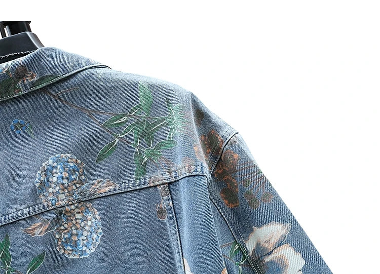 Vintage Floral Abstract Art Denim Jacket , - Streetwear Jacket - Slick Street