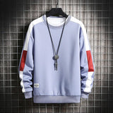 Color Block Reglan Long Sleeve Sweatshirt Light Blue, XS - Streetwear Sweatshirts - Slick Street