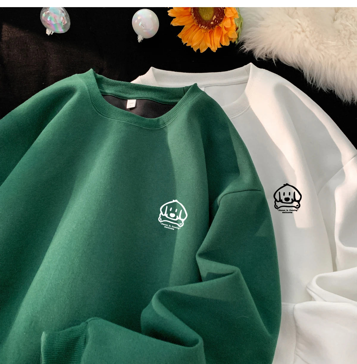 Cute Dog Graphic Waffle Fabric Sweater ,  - Streetwear Sweater - Slick Street