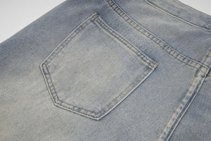 Rhinestone Denim Ripped Shorts , - Streetwear Shorts - Slick Street