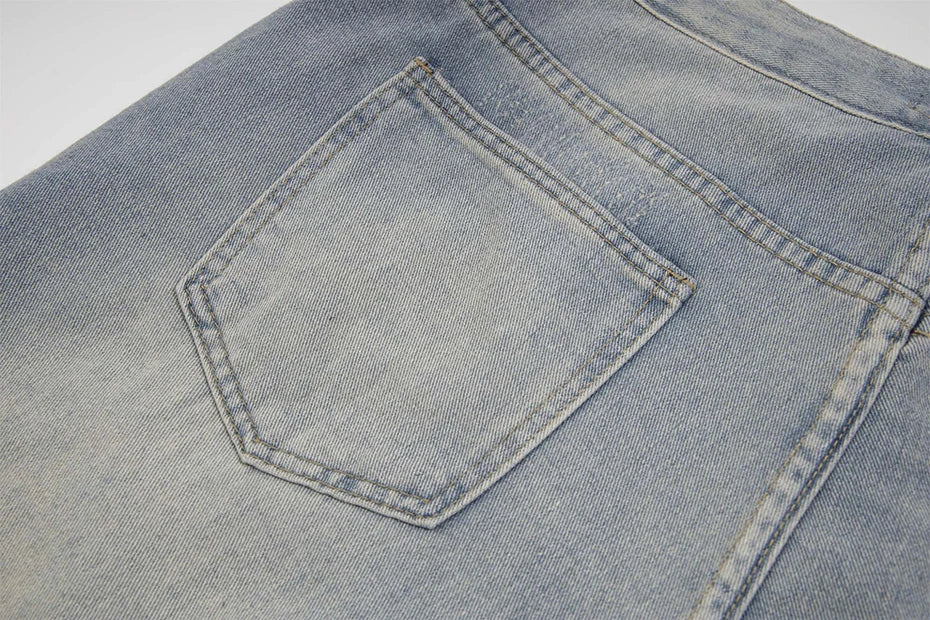 Rhinestone Denim Ripped Shorts , - Streetwear Shorts - Slick Street