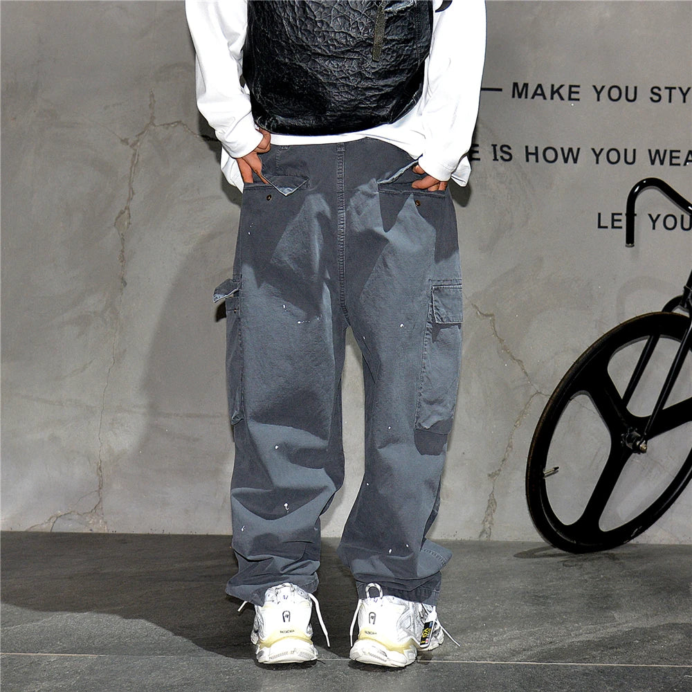 Paint Splash Multi Pockets Pants , - Streetwear Pants - Slick Street