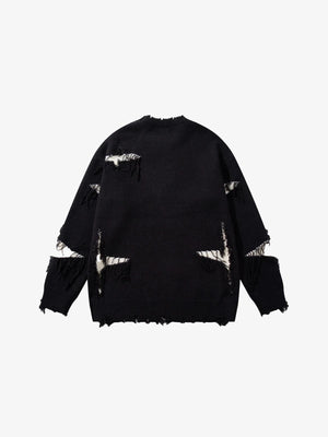 Skull Star Knitted Sweatshirt , - Streetwear Sweatshirts - Slick Street