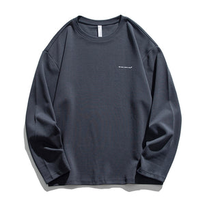 We lead, others copy© Casual Solid Long Sleeve Drak Gray, XS - Streetwear T-Shirts - Slick Street