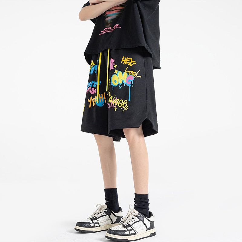 SAVAGE Colorful Neon Style Shorts Black, XS - Streetwear Shorts - Slick Street
