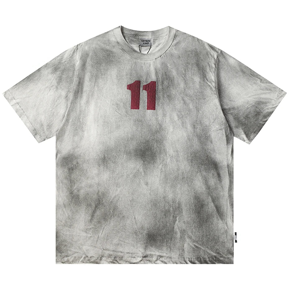 Master Number 11 Tie-Die T-Shirt Gray, M - Streetwear T-Shirt - Slick Street