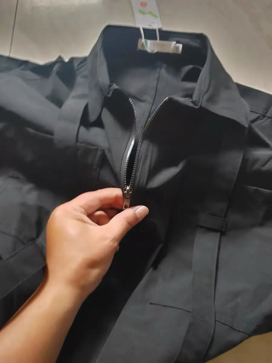 Shadow Knee Length Black Jumpsuit , - Streetwear Jumpsuit - Slick Street