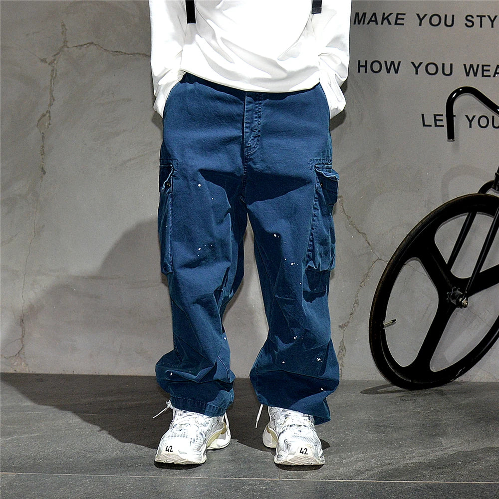 Paint Splash Multi Pockets Pants , - Streetwear Pants - Slick Street