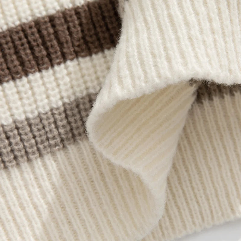 Stripe Embroidery Crochet Sweater ,  - Streetwear Sweater - Slick Street