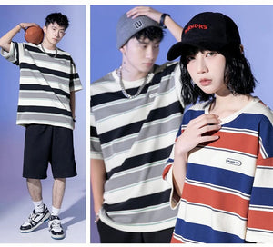 BEAUTE-OUS Varied Color Stripe T-Shirt ,  - Streetwear T-Shirt - Slick Street