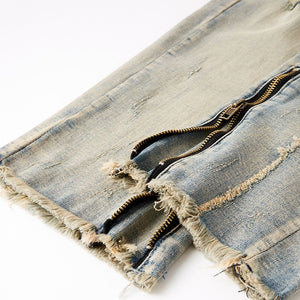 Retro Distressed Ankle Zipper Style Pants ,  - Streetwear Pants - Slick Street