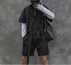 Shadow Knee Length Black Jumpsuit , - Streetwear Jumpsuit - Slick Street