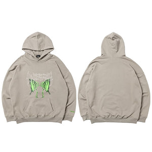 UNTP Caterpillar Skeleton Pullover Hoodie Grey, M - Streetwear Hoodie - Slick Street
