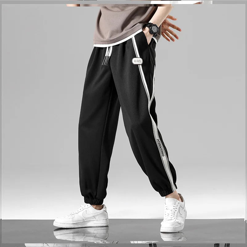 Side Stripe Design Ankle Length Pants Black, XS - Streetwear Pants - Slick Street