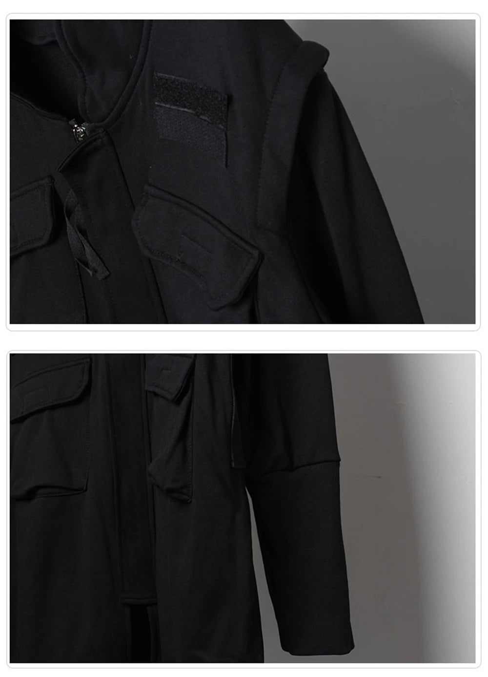 Blackish Gothic Long Trench Multi Pocket  Coat ,  - Streetwear Coat - Slick Street