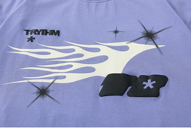 Splatter Fire Flame Texture T-Shirt , - Streetwear T-Shirts - Slick Street