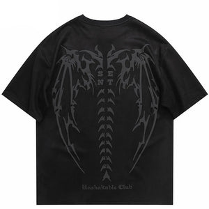Spinal Cord Devil Wings Skeleton T-Shirt , - Streetwear T-Shirts - Slick Street