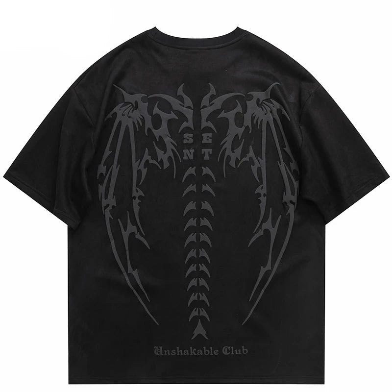 Spinal Cord Devil Wings Skeleton T-Shirt ,  - Streetwear T-Shirt - Slick Street