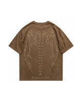 Devil Wings Skeleton T-Shirt Coffee, S - Streetwear T-Shirt - Slick Street