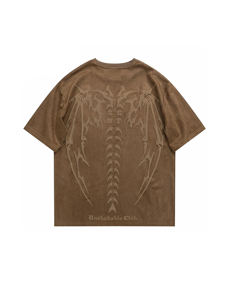 Devil Wings Skeleton T-Shirt Coffee, S - Streetwear T-Shirt - Slick Street