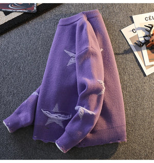 Pentagram Star Shaped Knitted Sweater , - Streetwear Sweater - Slick Street